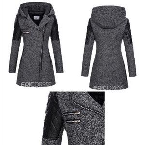 Zipper Slim Mid-Length Hooded Jacket